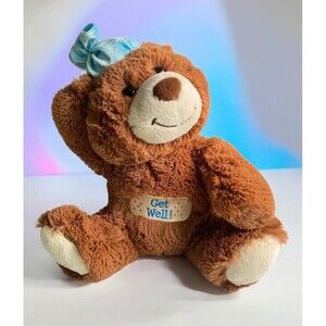 AURORA Get Well Plush Bear Stuffed Animal Ice Pack On Head Embroidered Bandage